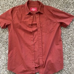 Active Ride Shop Short Sleeve Button Down Shirt Red/Brick Color